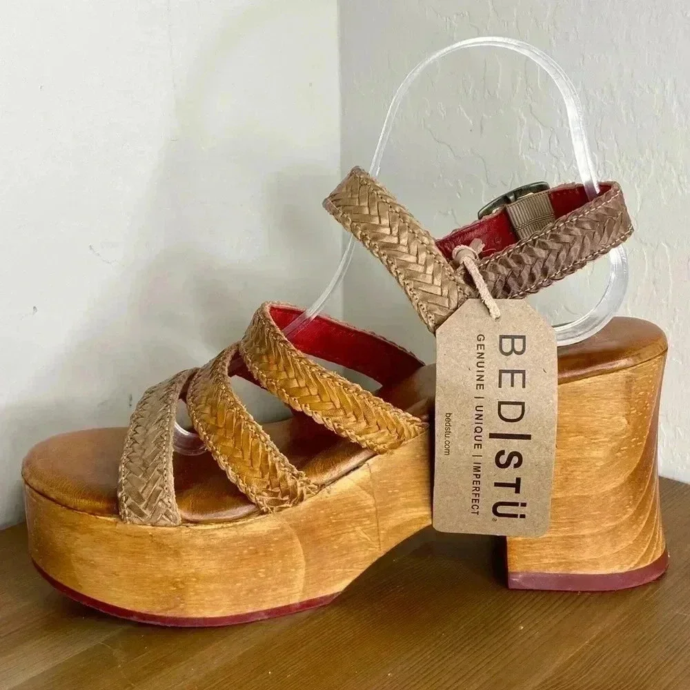 NEW Bed Stu Voicing Braided Leather Platform Sandals Size 9